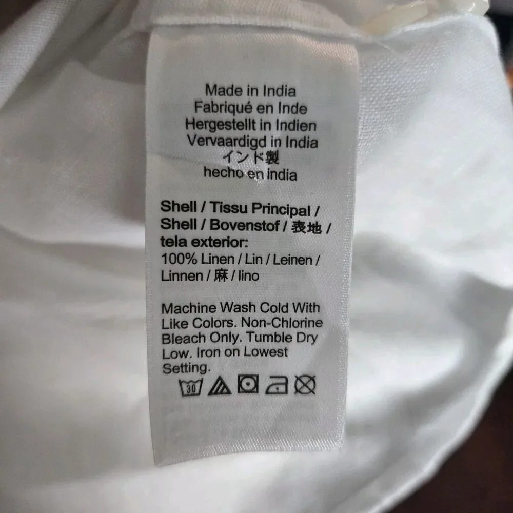 J Crew Mens XXLT Baird McNutt Irish Linen Shirt White Short Sleeve Button Front